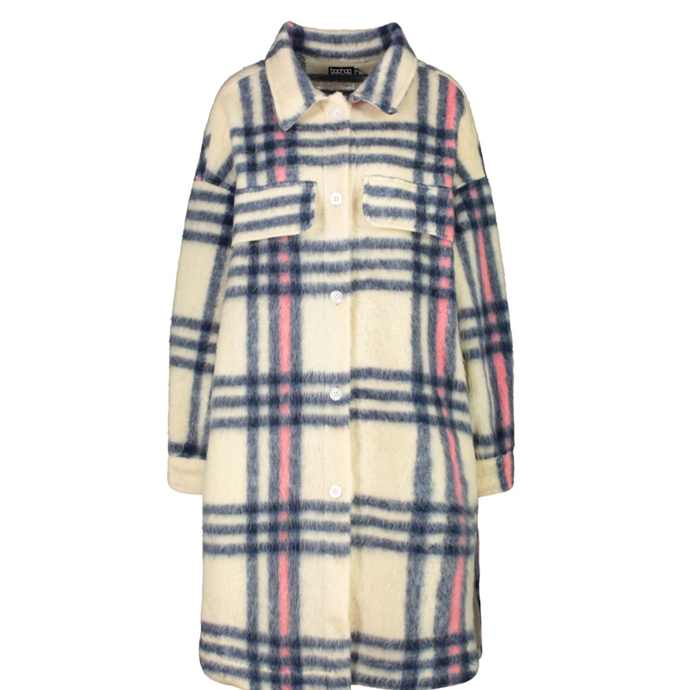 oversized long line check shacket - Picture 4 of 12